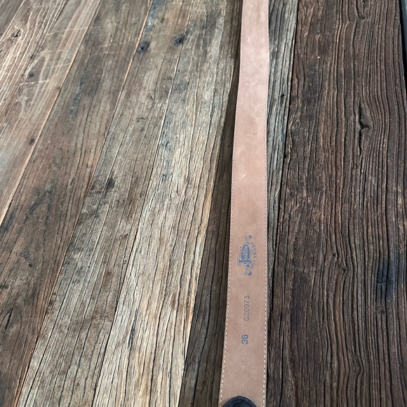 Justin Boots Vintage Brown/Blue Western Leather Belt with Blue Crystal Buckle - Picture 4 of 5